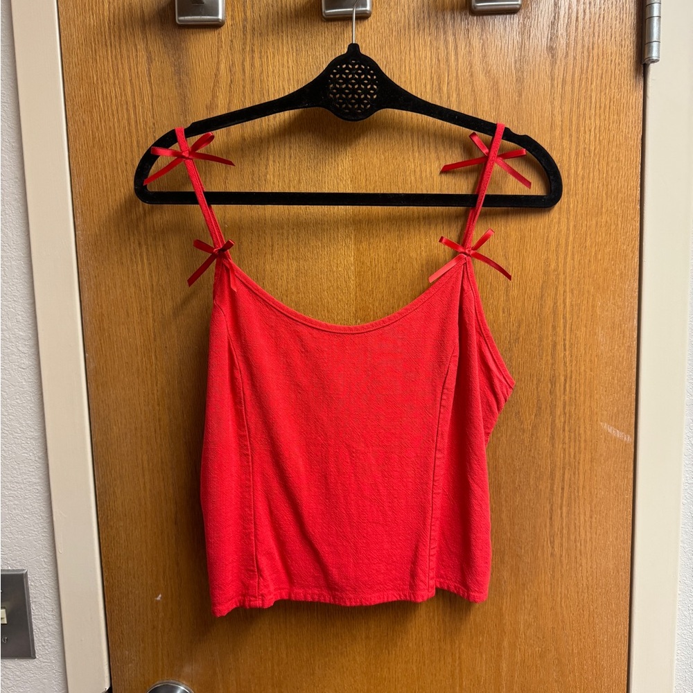 Red Women's Top with Bow Straps